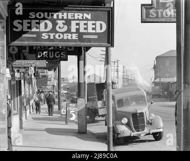 Waterfront in New Orleans. Französische Markt Bürgersteig-Szene. Louisiana. Stockfoto