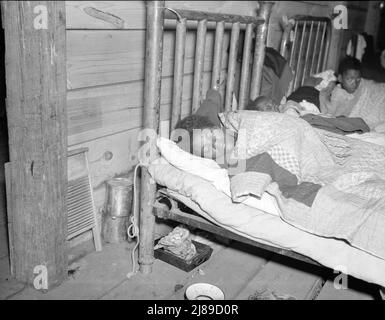 Kranker Flutflüchtling in der temporären Krankenstation des Roten Kreuzes in Forrest City, Arkansas. Stockfoto