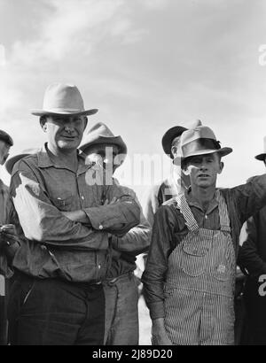 Ballspiel beobachten. Shafter-Lager für Migranten. Kalifornien. Stockfoto