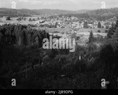 Western Washington, Thurston County, Tenino, Washington. Blick auf die kleine Stadt im Westen von Washington. Stockfoto