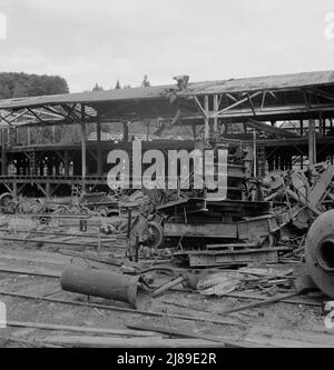 Demontage der Mumby-Holzmühle nach fünfunddreißig Jahren Betrieb. Malone, im Westen von Washington. Stockfoto