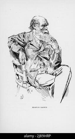 Charles Darwin (1809-1882), 1924. Von Harry Furniss (1854-1925). Charles Robert Darwin (1809-1882), englischer Naturforscher, Geologe und Biologe, bekannt für seine Beiträge zur Evolutionsbiologie. Stockfoto