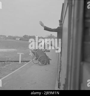 Saint Augustine, Florida. Trainman meldet von einem „Jim Crow“-Trainer. Stockfoto