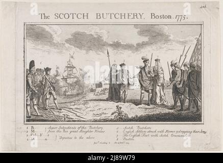 The Scotch Butchery, Boston, 1775, 1775. Stockfoto