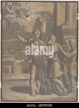 Die Tiburtine Sibyl zeigt Kaiser Augustus die Jungfrau und Christkind, ca. 1530-40. Stockfoto