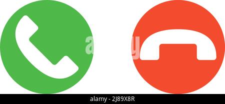 Telefonanruf-Symbol eingestellt. Anruf annehmen und Hörer abweisen. Bearbeitbarer Vektor. Stock Vektor