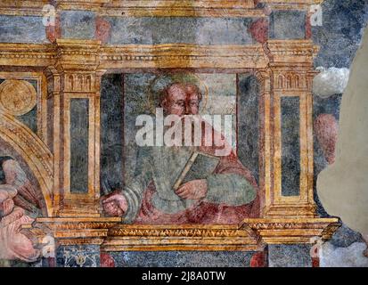 S. Paolo - Affresco - pittore lombardo del XVI secolo - Cornello Tasso (BG),Italia, chiesa dei SS. Cornello, Cipriano und Antonio da Padova Stockfoto