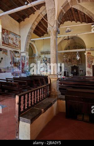 Cornello Tasso (BG), Italia, chiesa dei SS. Cornello, Cipriano und Antonio da Padova, Interno Stockfoto