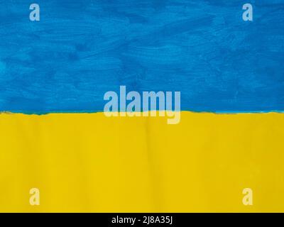 Bemalte ukrainische Nationalflagge kein Kriegskonzept Hintergrund blau gelb Stockfoto