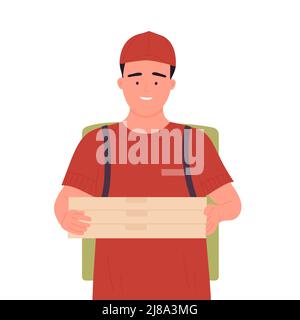 Pizzalieferdienst. Schnelle Lieferung von Lebensmitteln, Online-Bestellung Vektor-Illustration Stock Vektor