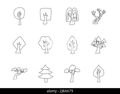 Handgezeichnete lineare Vektor-Symbole im Baum Stock Vektor