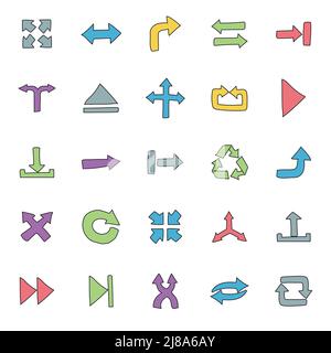 Pfeile von Hand gezeichnete lineare Kritzeleien Stock Vektor