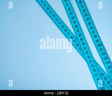 Blue Tape messen Diät Konzept Hintergrund mit Platz für Text Stockfoto