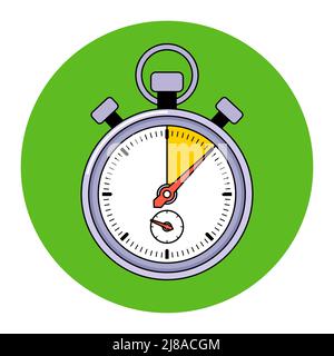 Eisen Stoppuhr zählt Zeit. Aufholen in der Zeit. Flache Vektor-Illustration Stock Vektor