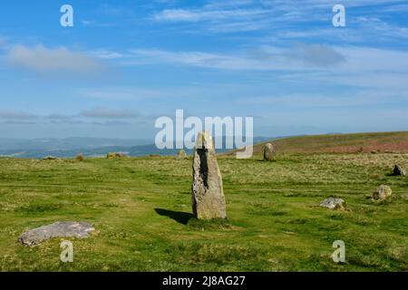 Mitchells Fold Stone Circle, in der Nähe von Priest Weston, Shropshire Stockfoto