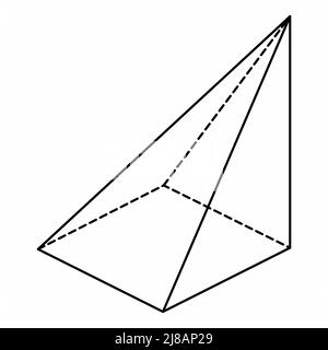 Schräge geometrische Form der Pyramide. Schwarze Umrisse auf weißem Hintergrund. Stock Vektor