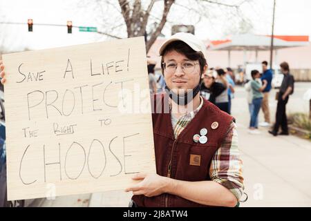 Demonstration in Lander Wyoming wegen Roe V. Wade Anti-Abtreibung Pro-Abtreibung Pro-Life Pro-Choice Stockfoto