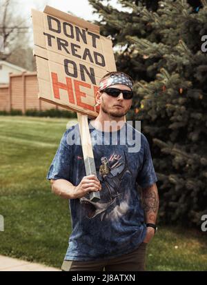 Demonstration in Lander Wyoming wegen Roe V. Wade Anti-Abtreibung Pro-Abtreibung Pro-Life Pro-Choice Stockfoto