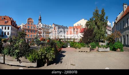 Livu Platz in Riga, Lettland im Sommer. Stockfoto