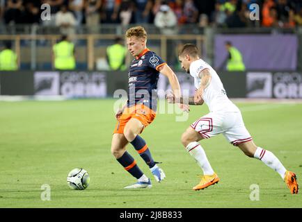 Nicolas Cozza von Montpellier während des französischen Ligue-1-Fußballspiels zwischen Montpellier HSC und Paris Saint-Germain am 14. Mai 2022 im La Mosson-Stadion in Montpellier, Frankreich - Foto Jean Catuffe / DPPI Stockfoto