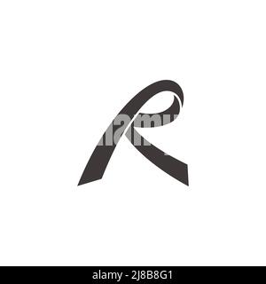 Buchstabe r einfache Kurven 3D Linien flacher Logovektor Stock Vektor