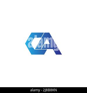 Buchstabe Ca einfacher blauer Gradientenlogovektor Stock Vektor