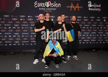 Turin, Italien. 15. Mai 2022. Die ukrainische Band Kalush Orchestra gewinnt 2022 den Eurovision Song Contest. Kredit: Marco Destefanis / Alamy Live Nachrichten Stockfoto