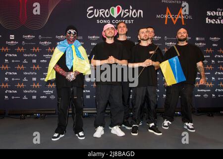 Turin, Italien. 15. Mai 2022. Die ukrainische Band Kalush Orchestra gewinnt 2022 den Eurovision Song Contest. Kredit: Marco Destefanis / Alamy Live Nachrichten Stockfoto