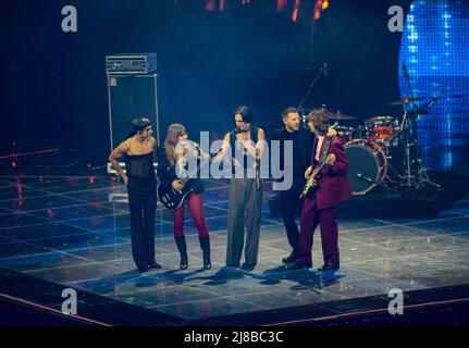 Die Maneskin beim Eurovision Song Contest Grand Final am 14. Mai 2022 in Pala Olimpico, Turin, Italien. Foto Nderim Kaceli Stockfoto