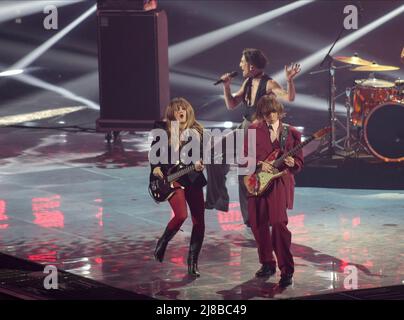 Die Maneskin beim Eurovision Song Contest Grand Final am 14. Mai 2022 in Pala Olimpico, Turin, Italien. Foto Nderim Kaceli Stockfoto