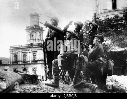 Polnische Soldaten mit Flak-Artillerie in der Invasion von Polen, Zweiten Weltkrieg Stockfoto