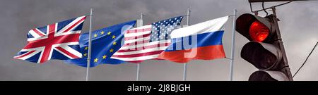 Sanktion für russland US eu uk Stockfoto
