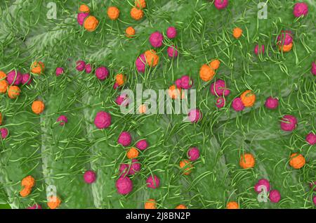 Marihuana, Cannabis sativa Blatt - Draufsicht 3D Illustration Stockfoto