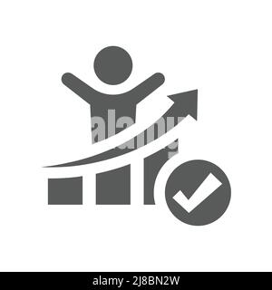 Man und Balkendiagramm oder Diagramm mit einem „Mischen“. Symbol für Unternehmenswachstum, Erfolg und Erfolg. Stock Vektor