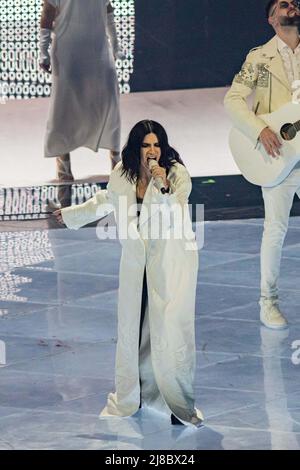 Laura Pausini tritt beim Grand-Finale des Eurovision Song Contest auf. Turin (Italien) am 14.. Mai 2022. Foto von Marco Piovanotto/ABACAPRESS.COM Stockfoto