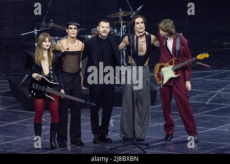 Maneskin tritt beim Grand-Finale des Eurovision Song Contest auf. Turin (Italien) am 14.. Mai 2022. Foto von Marco Piovanotto/ABACAPRESS.COM Stockfoto