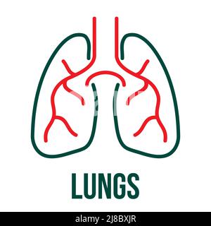 Symbol für menschliche Lungen. Pneumologie-Thema. Symbol für Gesundheit und Gesundheit auf weißem Hintergrund. Editierbare Vektordarstellung. Stock Vektor