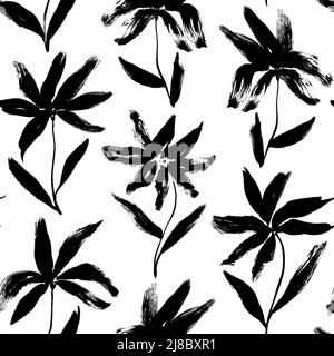 Handgezeichnete Narzisse und Seamless-Muster aus Lilie. Stock Vektor