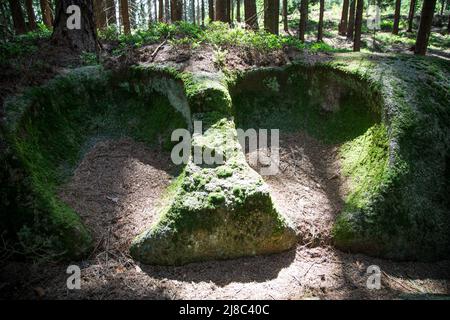 Erlebnisweg Heinrichs, ein Wanderweg im Waldviertel - Felsformation Stockfoto