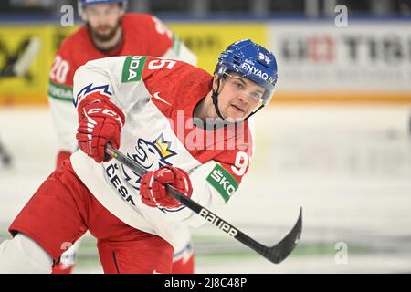 Matej Blumel (CZE) im Einsatz während der Eishockey-Weltmeisterschaft 2022, Gruppe B-Spiel Tschechien gegen Großbritannien, am 14. Mai 2022 in Tampere, Finnland. (CTK Photo/Michal Kamaryt) Stockfoto