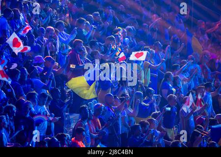 Turin, Italien 20220515.die Ukraine und das Kalush Orchestra haben am Samstagabend im Pala Olimpico in Turin das Finale des Eurovision Song Contest gewonnen. Foto: Heiko Junge / NTB Stockfoto