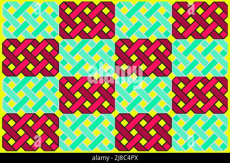 Vektorbild einer Verflechtung von Streifen auf einem gelben Hintergrund Stockfoto