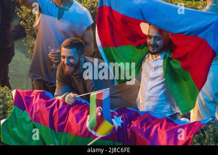 Turin, Italien. 14. Mai 2022. Der aserbaidschanische Sänger Nadir Rustamli beim Eurovision Song Contest Grand Final 2022. Kredit: Marco Destefanis / Alamy Live Nachrichten Stockfoto