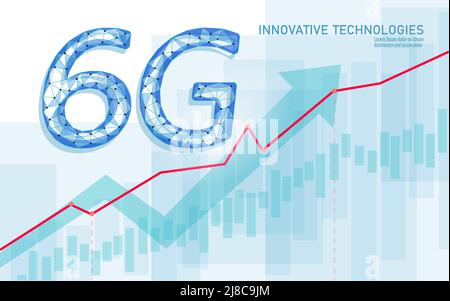 6G neue WLAN-Internetverbindung. Binäre Code-Flow-Zahlen für Big Data. Globales Netzwerk High Speed Innovation Connection Datenrate Technologie Stock Vektor