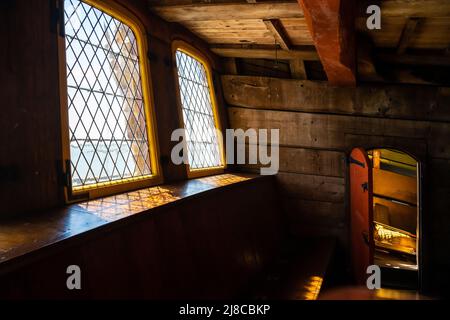 Details und Fragmente der Replik von Batavia, dem historischen VOC-Frachtschiff der Dutch East Indies Company Stockfoto