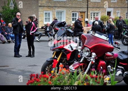 Motorrad-Enthusiasten Masham North Yorkshire England Stockfoto