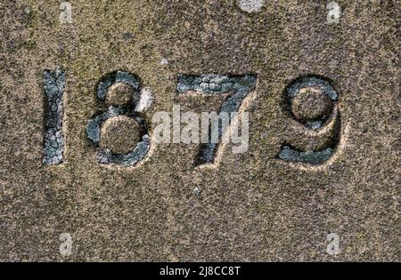 1879 Datum auf einem Grabstein Stockfoto