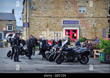 Motorrad-Enthusiasten Masham North Yorkshire England Stockfoto