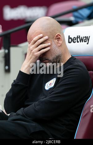 LONDON, GROSSBRITANNIEN. MAI 15. Josep Guardiola-Manager von Manchester City während des Premier League-Spiels zwischen West Ham United und Manchester City am Sonntag, den 15.. Mai 2022 im London Stadium, Stratford. (Kredit: Juan Gasparini | MI Nachrichten) Kredit: MI Nachrichten & Sport /Alamy Live Nachrichten Stockfoto