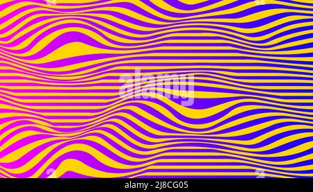 Gestreifter abstrakter gewellter Hintergrund. Op Art. Geometrisches Muster mit Verzerrung, optische Täuschung. Vektorgrafik Stock Vektor